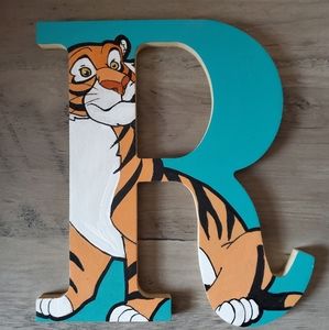 Hand painted Disney Aladdin Rajah Tiger Alphabet Letter art